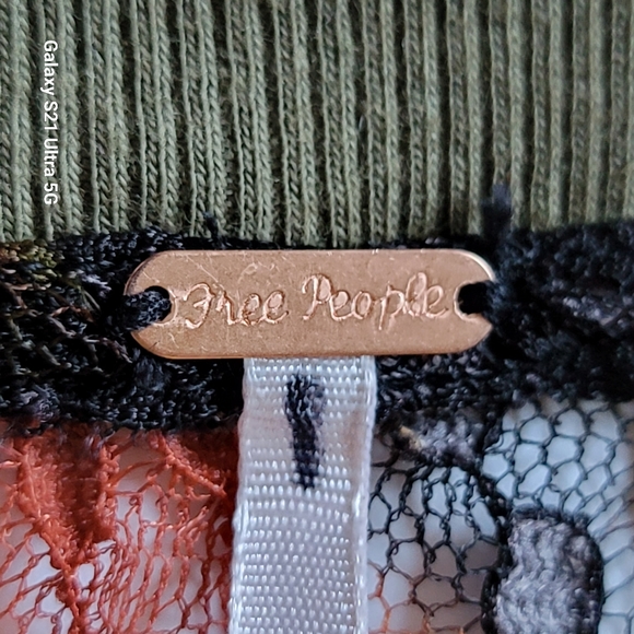 Free People Solana Lace Top Black/Rust/Hunter Green Size S NWT - Picture 3 of 9